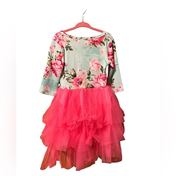 🟣Amazon Floral & Pink Tulle Dress 4T - Picture 2 of 3